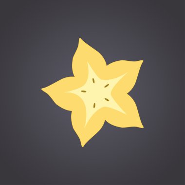 Carambola, star meyve dilim siyah bir zemin üzerine