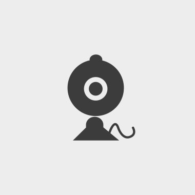 Örümcek ağı fotoğraf makinesi simge siyah renkli düz bir tasarım. Vektör çizim eps10