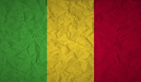 Bandera de Malí con el efecto de papel arrugado y grunge — Vector de stock