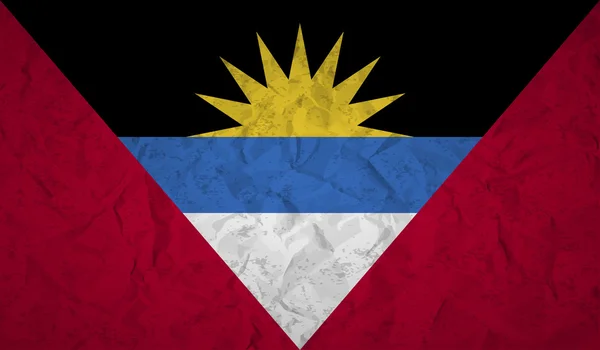 Flagge von Antigua und Barbuda mit dem Effekt zerknülltes Papier und Grunge — Stockvektor