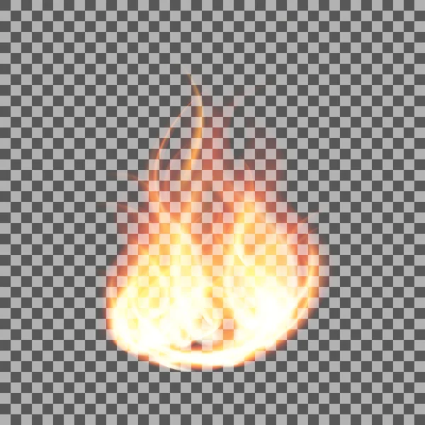 Llamas de fuego realistas sobre un fondo transparente. Ilustración vectorial — Archivo Imágenes Vectoriales