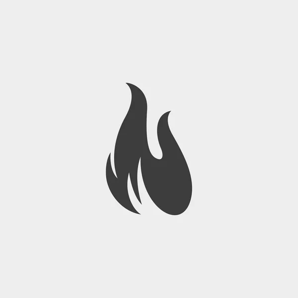 Icona di fuoco in un design piatto in colore nero. Illustrazione vettoriale eps10 — Vettoriale Stock