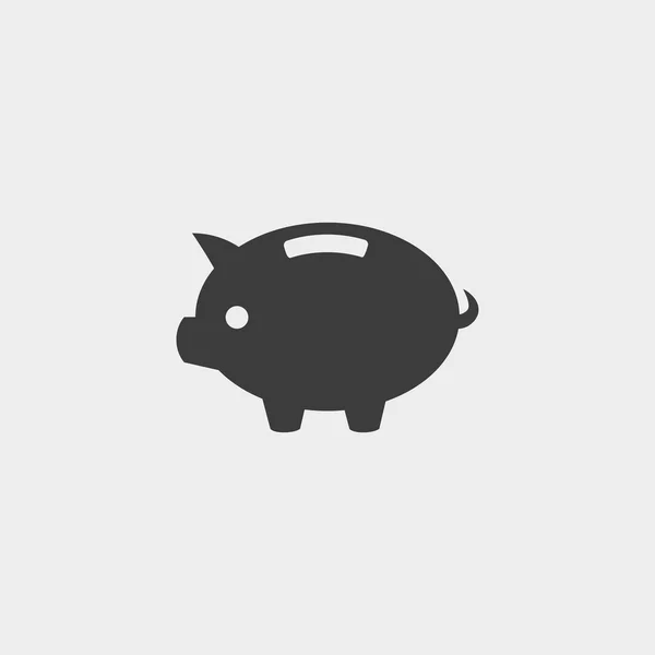 Piggy Bank Icon in a flat design in black color. Vector illustration eps10 — Stock Vector