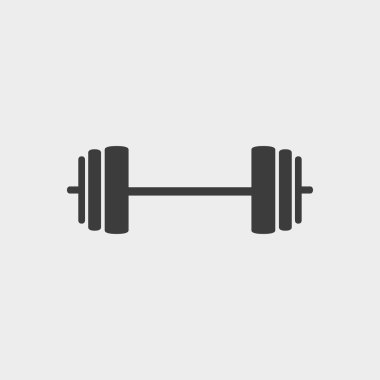 Dumbbell simge siyah renkli düz bir tasarım. Vektör çizim eps10