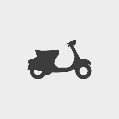 Scooter simge siyah renkli düz bir tasarım. Vektör çizim eps10