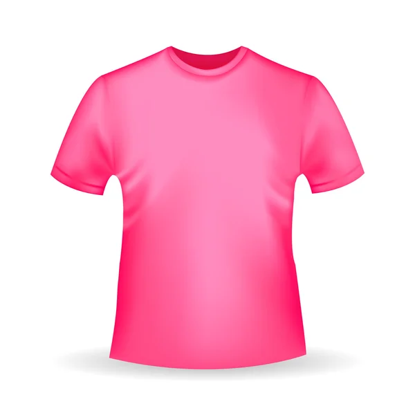 Roze T-shirt sjabloon geïsoleerd in realistische stijl op witte achtergrond — Stockvector