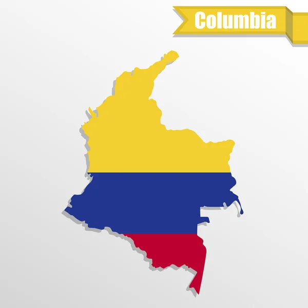 Columbia χάρτη με σημαία μέσα και κορδέλα — Διανυσματικό Αρχείο