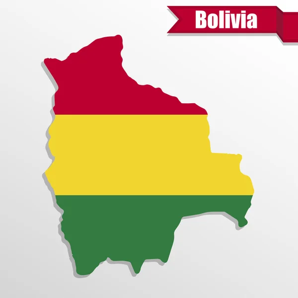 Kaart van Bolivia met vlag binnen en lint — Stockvector