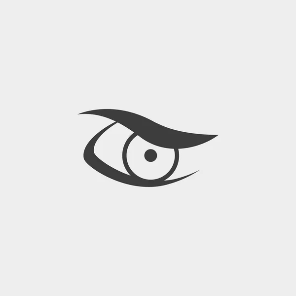 Icono de ojo en un diseño plano en color negro. Ilustración vectorial eps10 — Vector de stock