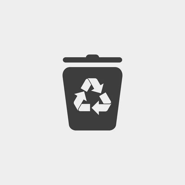 Trash can icon in a flat design in black color. Vector illustration eps10 — Stockvector