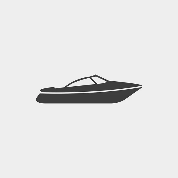 Icona Motor Speed Boat dal design piatto in colore nero. Illustrazione vettoriale eps10 — Vettoriale Stock