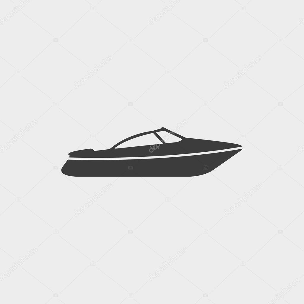 Motor Speed Boat icon in a flat design in black color. Vector