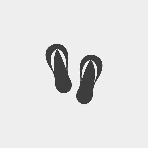 Pantofole da spiaggia icona in un design piatto in colore nero. Illustrazione vettoriale eps10 — Vettoriale Stock