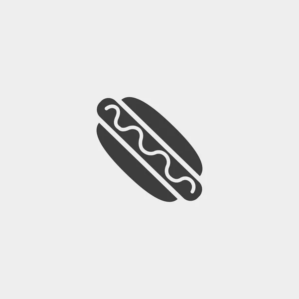 Hot Dog Ikone in flachem Design in schwarzer Farbe. Vektorabbildung eps10 — Stockvektor