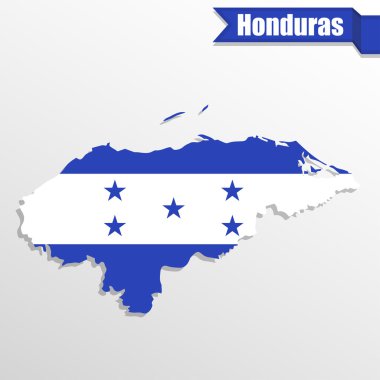 Bayrak içinde ve kurdele ile harita Honduras