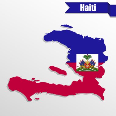 Bayrak içinde ve kurdele ile Haiti Haritası