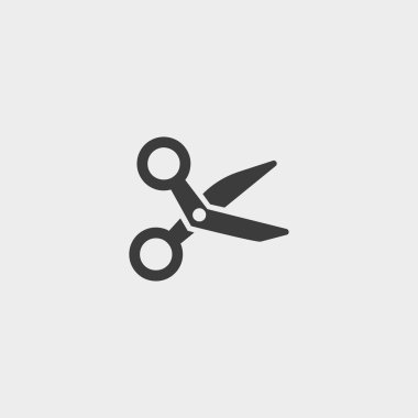 Makas simge siyah renkli düz bir tasarım. Vektör çizim eps10