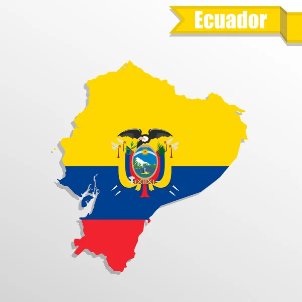 Ecuador Térkép, zászló belsejében és a szalag — Stock Vector