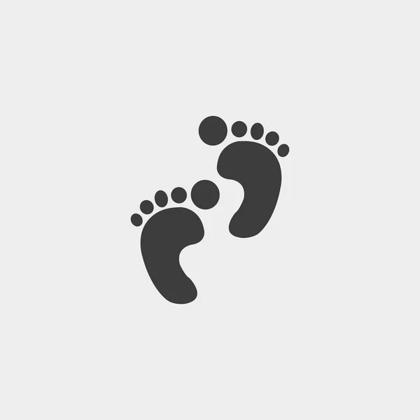 Icono de la huella del pie en un diseño plano en color negro. Ilustración vectorial eps10 — Vector de stock