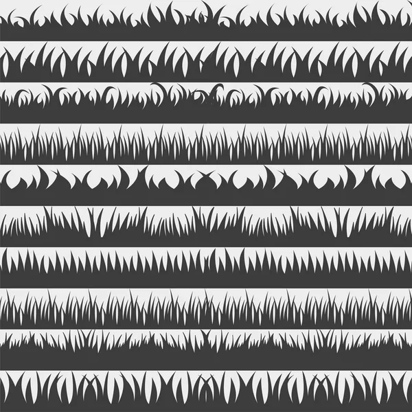 Набір весняних чорних трав горизонтальних кордонів. Колекція чорної трави на білому тлі — стоковий вектор