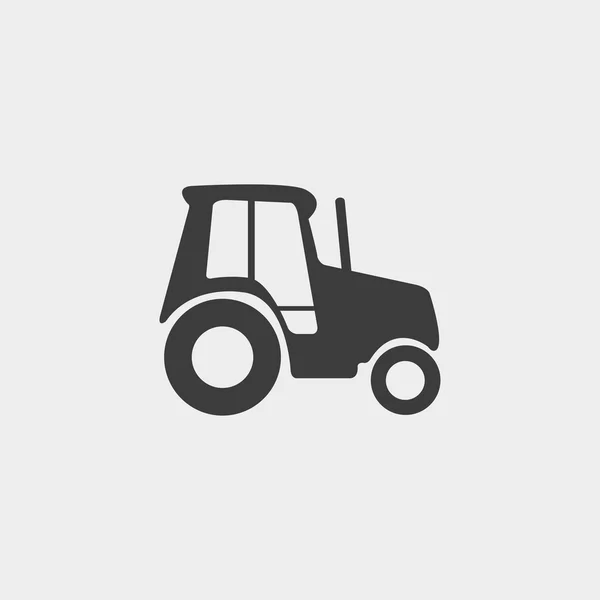 Tractor icon in a flat design in black color. Vector illustration eps10 — Stock Vector