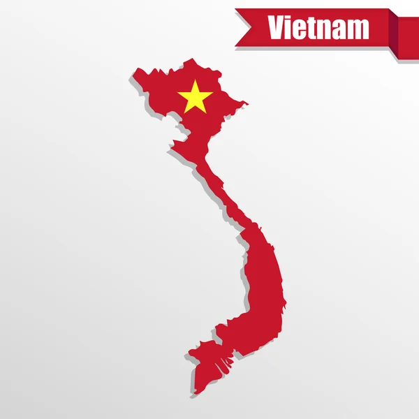 Vietnam map with flag inside and ribbon — Stock Vector