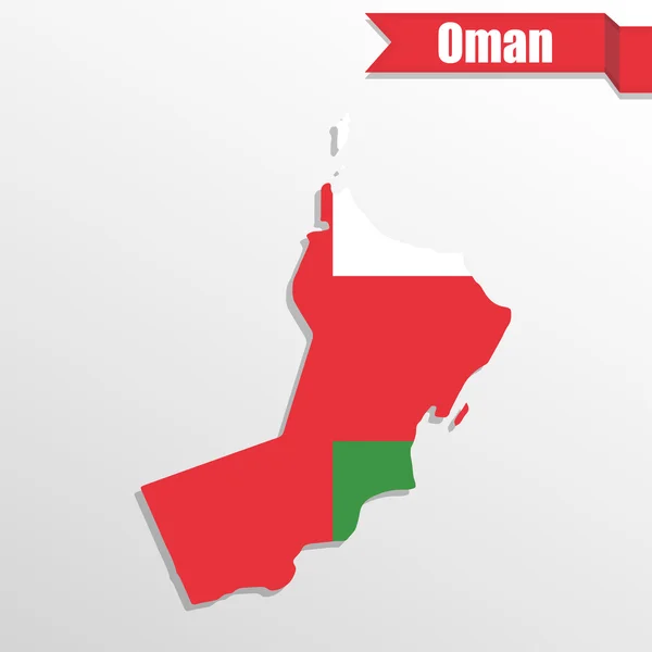 Oman map with flag inside and ribbon — Stock Vector