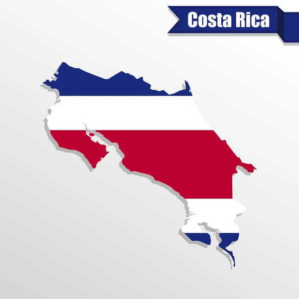 Mapa de Costa Rica con bandera dentro y cinta — Archivo Imágenes Vectoriales