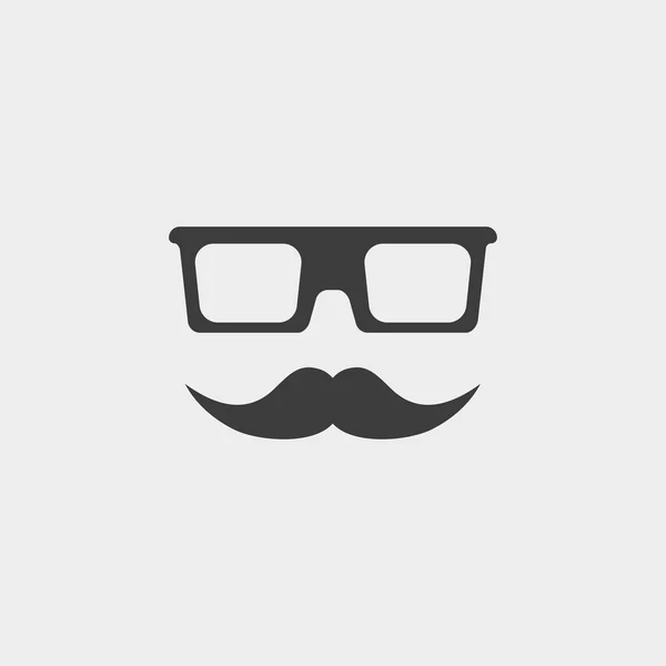 Icono de Mustache y Gafas Icono de Coche en un diseño plano en color negro. Ilustración vectorial eps10 — Vector de stock