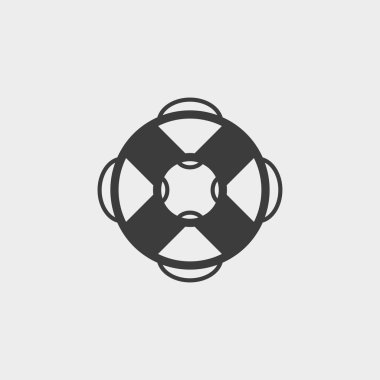 Lifebuoy simge siyah renkli düz bir tasarım. Vektör çizim eps10