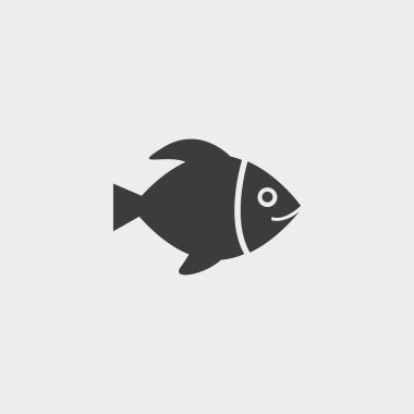 Balık simge siyah renkli düz bir tasarım. Vektör çizim eps10