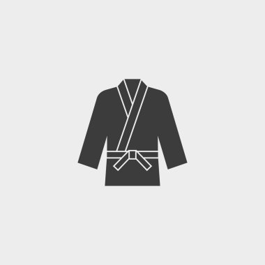 Karate kimono balık simge siyah renkli düz bir tasarım. Vektör çizim eps10