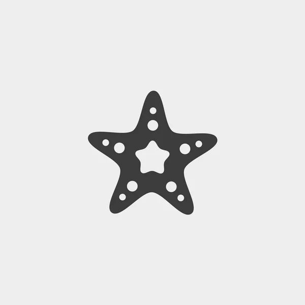 Icono de estrella de mar en un diseño plano en color negro. Ilustración vectorial eps10 — Vector de stock