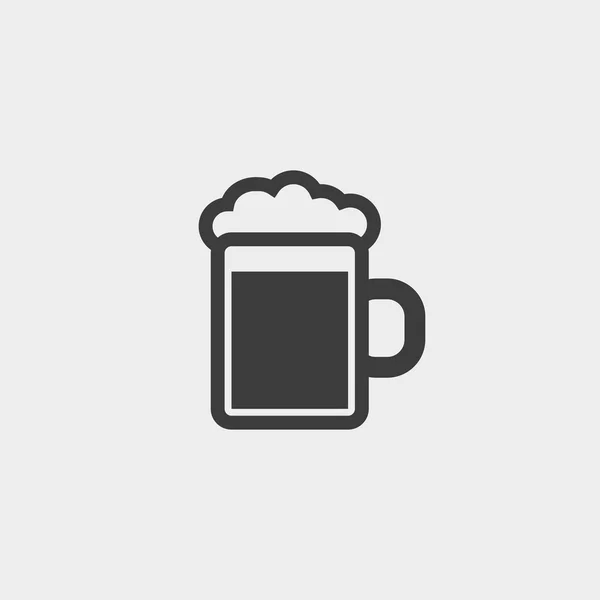 Icono de cristal de cerveza icono de pescado en un diseño plano en color negro. Ilustración vectorial eps10 — Archivo Imágenes Vectoriales