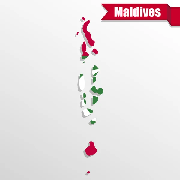 Mapa de Maldivas con bandera dentro y cinta — Vector de stock