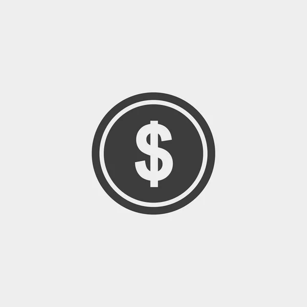 Ícone do dólar em um projeto liso na cor preta. Ilustração vetorial eps10 — Vetor de Stock