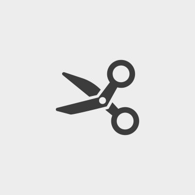 Makas simge siyah renkli düz bir tasarım. Vektör çizim eps10