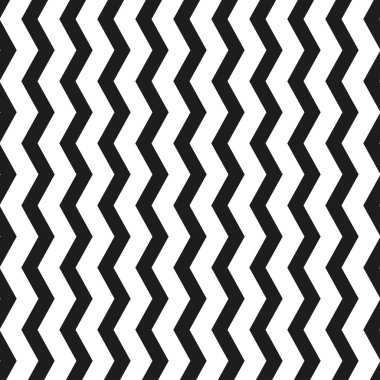 Siyah ve beyaz chevron zikzak kesintisiz geometrik desen. Vektör çizim
