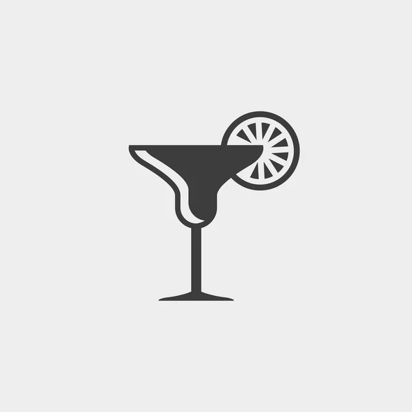 Значок коктейлю в плоскому дизайні чорного кольору. Векторні ілюстрації eps10 — стоковий вектор