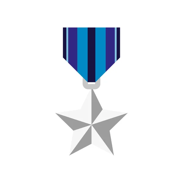 Medalha de prata em forma de estrela. Ilustração vetorial — Vetor de Stock