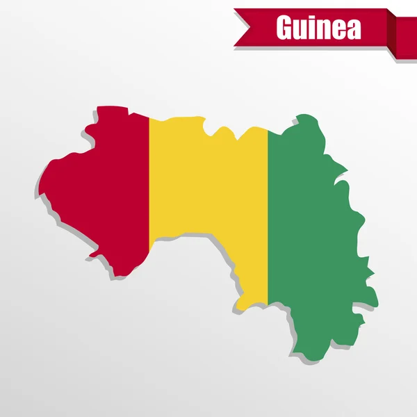 Guinea mappa con bandiera interna e nastro — Vettoriale Stock