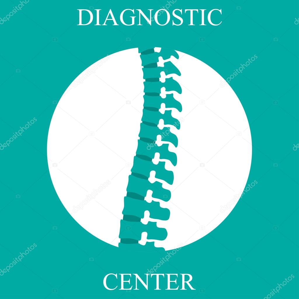 Flat spine icon for orthopedic therapy, diagnostic center.