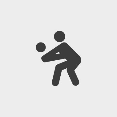 Voleybol player simgesi siyah renkli düz bir tasarım. Vektör çizim eps10