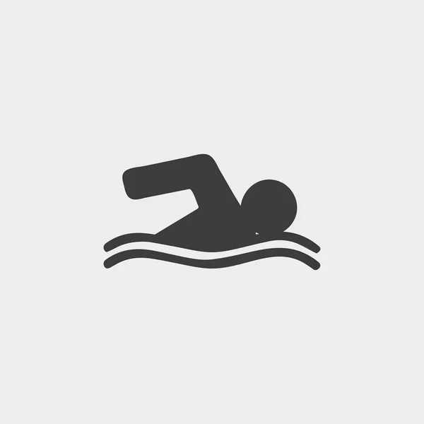 Icono de nadador en un diseño plano en color negro. Ilustración vectorial eps10 — Vector de stock