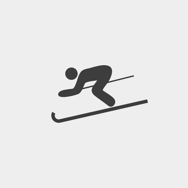 Skier icon in a flat design in black color. Vector illustration eps10 — Stock Vector