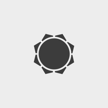 Güneş simgesi siyah renkli düz bir tasarım. Vektör çizim eps10