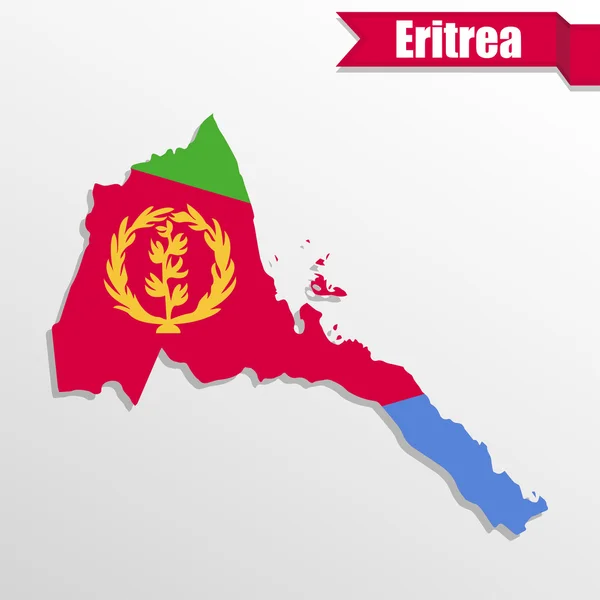 Mapa de Eritrea con bandera dentro y cinta — Vector de stock