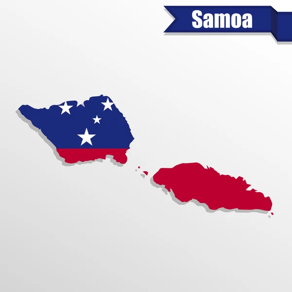 Samoa karta med flagga inne och bandet — Stock vektor