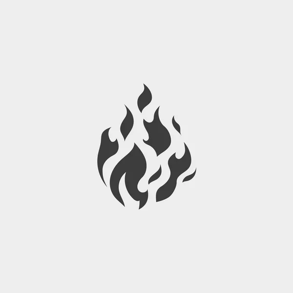 Icona a fiamma di fuoco in un design piatto in colore nero. Illustrazione vettoriale eps10 — Vettoriale Stock