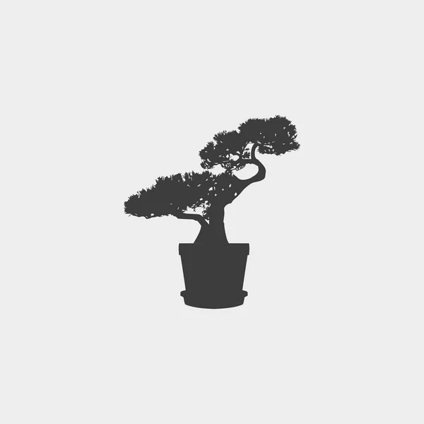 Icona Albero Bonsai dal design piatto in colore nero. Illustrazione vettoriale eps10 — Vettoriale Stock